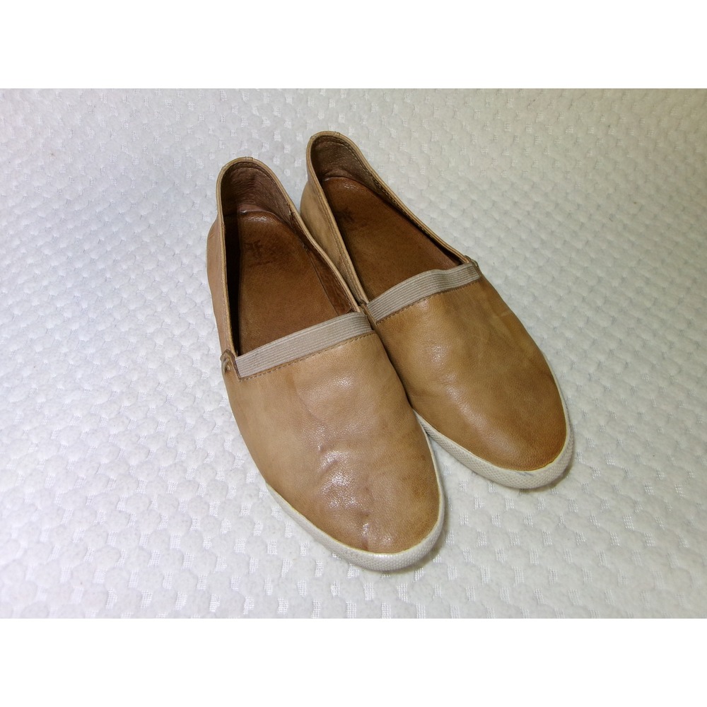 Frye Melanie Tan Leather Slip On Sneakers Womens Size 6M Low Top Flats 3471146